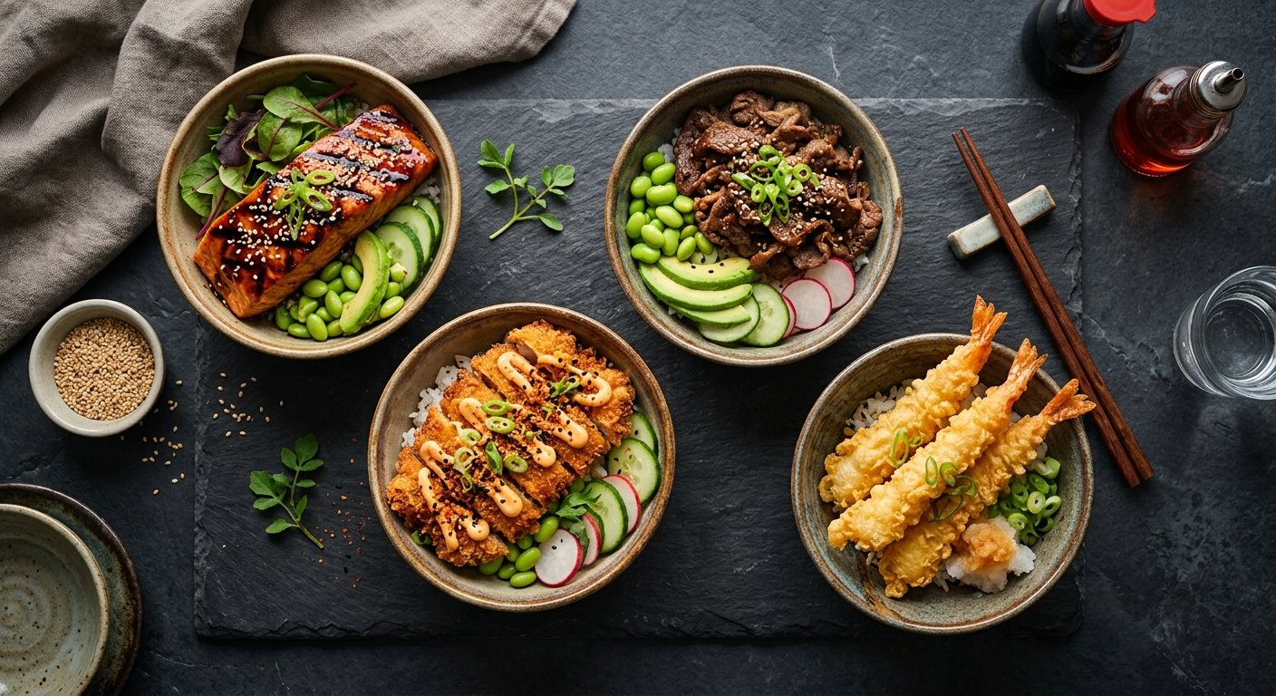 Protéines : saumon, poulet, bœuf bulgogi — poke bowl Take a Bowl